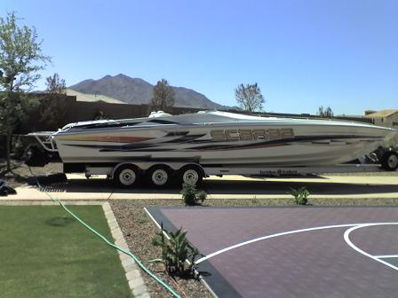 30' Scarab boat cleaned inside and out, waxed in Gilbert, AZ